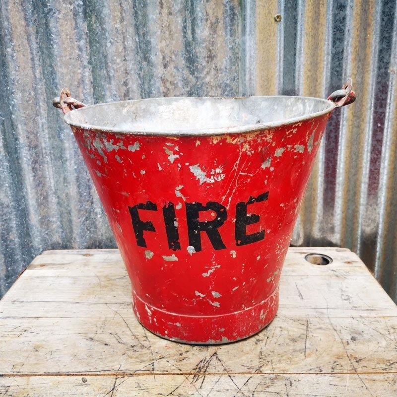 Vintage Red Galvanised FIRE Bucket BAXTER & CO. home