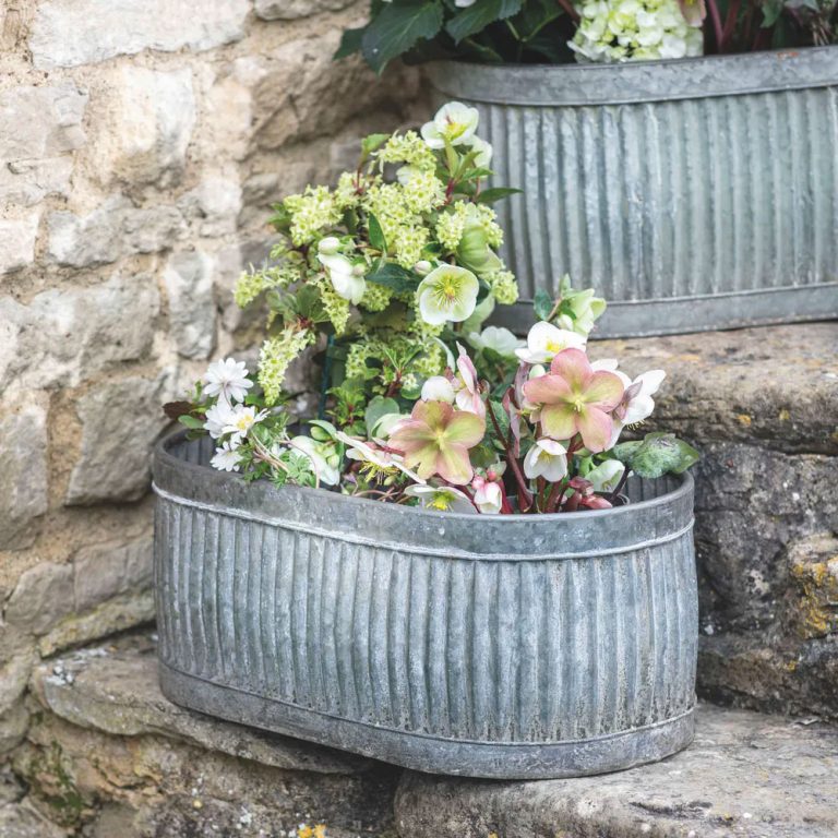 Metal Oval Trough Planters BAXTER & CO. home