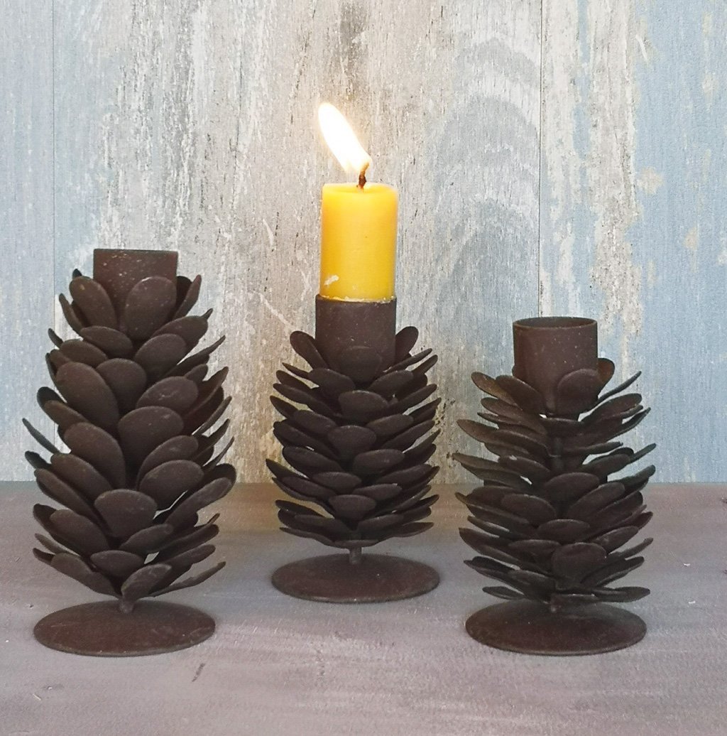 Antique Rust Pine Cone Candle Holder BAXTER & CO. home